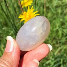 Blue Rose Quartz Mini Palm Worry Stone Crystal Shiva Lingam