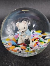 Gibson Art Glass Paperweight With Animal Figurine