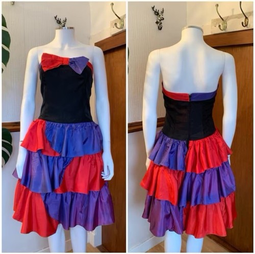 1980s strapless red - strapless, black