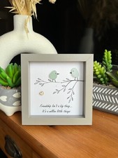 sea glass bird framed wall