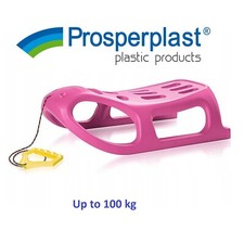 Kids Heavy Duty Sledge Snow Up to 100kg Sleigh Sled Rope Plastic Ski Board Pink