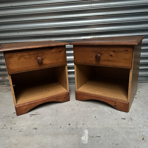 Pair pine coloured bedside - of,