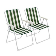 2x Folding Metal Beach Chairs