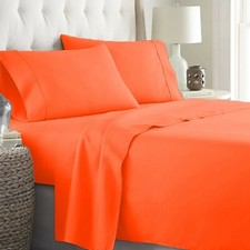 UK Sizes 100% Egyptian Cotton 1000 TC Orange Solid Select Awesome Bedding Set