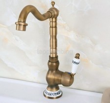 Bathroom Basin Mixer Taps Antique Brass 360° Swivel Single Lever Faucet tnf610