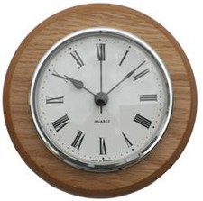  Caravan Clock, Motorhome Clock, Oak Clock White Roman dial with silver bezel.