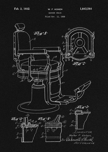 Barber chair patent blueprint - chair,