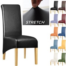 Stretch XL Size Dining Chair Covers Slip Cover Waterproof PU Leather Removable