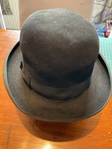 Vintage black fur felt - black,