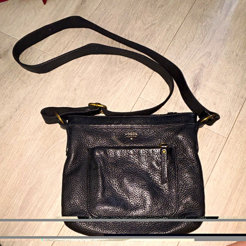 Fossil black pebbled - pebbled, leather