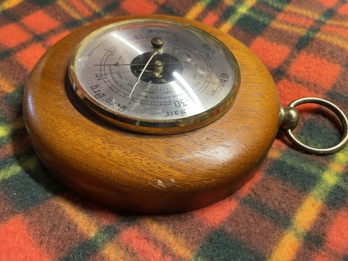 Vintage wooden cased aneroid - vintage,