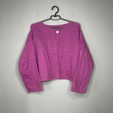 Yacco Maricard Womens Pink Linen Cotton Patch-Work Overshirt One Size