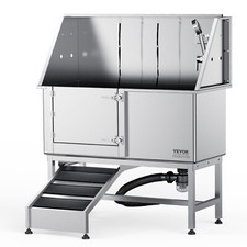 VEVOR 1.57M Dog Cat Pet Grooming Bath Tub Stainless Steel Wash Station w/ Ramp