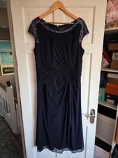 CHESCA BNWT Navy Blue Sequin Fit Flare Midi Dress Size 18 RRP £185