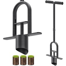 Garden Grass Plugger Tool with Long Handle Sod Turf Plugger Steel Bulb Plante...