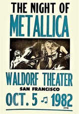 METALLICA WALDORF THEATER SAN FRANCISCO 1982 Poster A4-A3-A2 Sizes