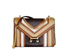 MICHAEL KORS WHITNEY MEDIUM FLAP SHOULDER CHAIN CROSSBODY BAG MK BROWN MULTI