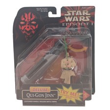 Star Wars Episode 1 Deluxe Qui Gon Jinn 3.75 Inch Action Figure With Lightsab...