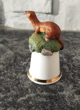 Sterling Classic? Thimble Stoat Hand Painted Pewter British Wildlife Collection
