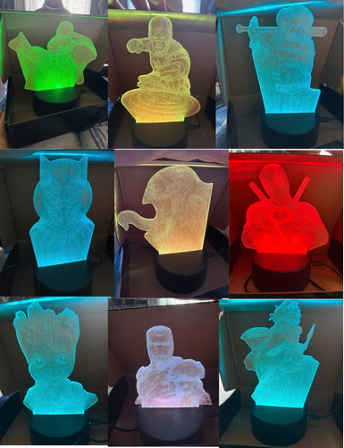 Superheros led night light - superheros, 3d