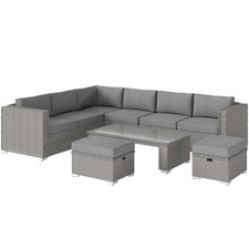 Outsunny 6PC PE Rattan Corner Sofa Set Outdoor Conservatory Furniture w/ Cushion