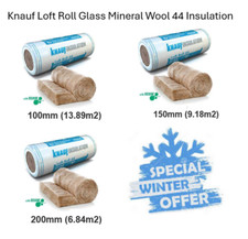Loft Insulation Knauf Pre-Cut - 100mm/150mm/200mm Up to 13.89m2 per roll