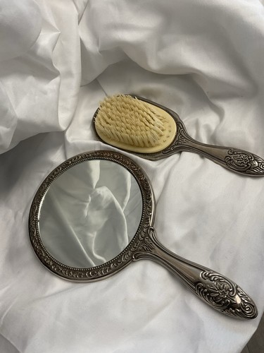 Silver plated brush and mirror - plated,