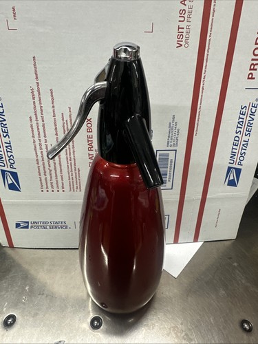 Red seltzer bottle - red, mid-century
