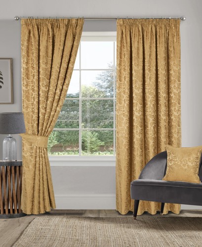 Lined pencil pleat - lined, jacquard