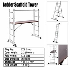 Heavy Duty Multi-Purpose 2.6-3.8M Aluminium Telescopic Folding Ladder Extendable