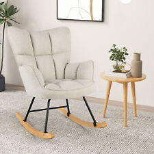 Linen Nursery Rocking Chair Modern Rocking Accent Chair Glider Rocker Armchair