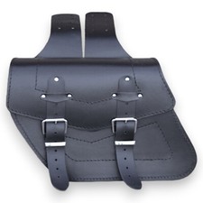 REAL LEATHER SADDLEBAGS, BAG PANNIERS BLACK, 9L - PAIR