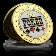 Texas Hold'em Poker Card-Guard Chip Coin Collectibles Casino Gold Plated Medal