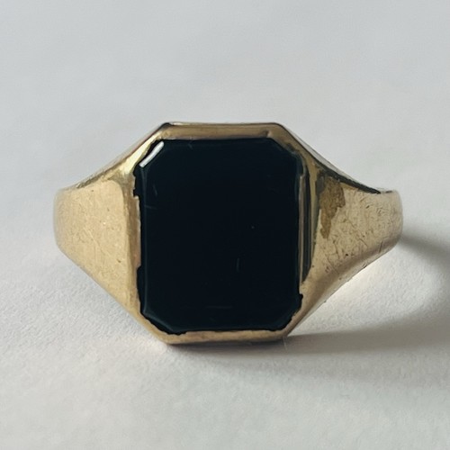 9ct gold onyx signet - onyx,