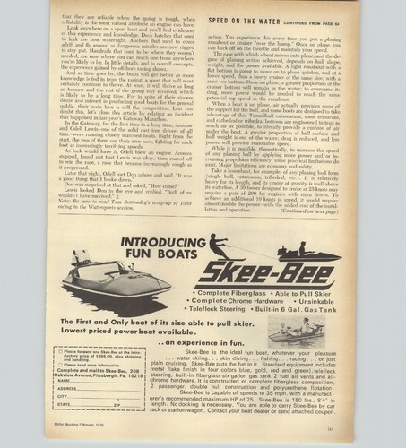 1970 paper skee bee water - ad, skee-bee