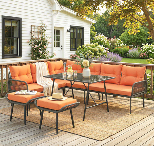 Rattan garden dining set - rattan,