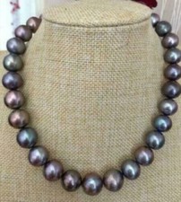 AAAAA LUSTER 9-10mm REAL natural Tahitian black pearl necklace 20" 14k Clasp