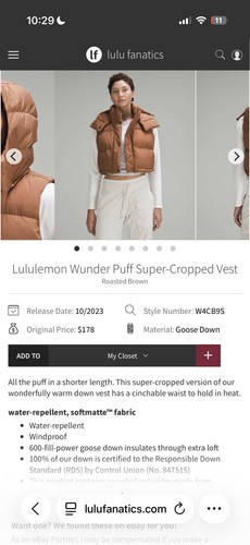 Lululemon wunder puff - puff, vest