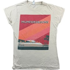 Mumford And Sons T Shirt Ladies Medium Cream Beige Band T Shirt Band Tee Gildan