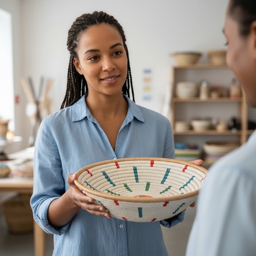 Handwoven basket bowl - basket,