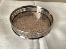 Cavalier Silver Plated on Brass Ornate Fretwork Wine Bottle Coaster/Holder VGC