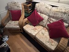 Cane conservatory furniture set. Comfortable two seater sofa + two armchairs 
