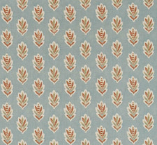 SANDERSON CURTAIN FABRIC DESIGN Sessile Leaf 1.5 METRES BLUE CLAY COTTON BLEND