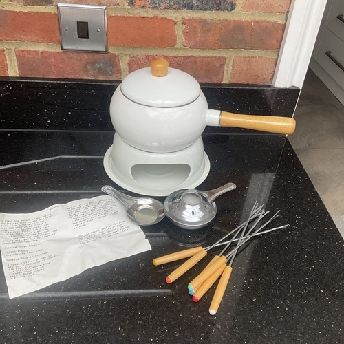 Vintage enamel fondue set - vintage,