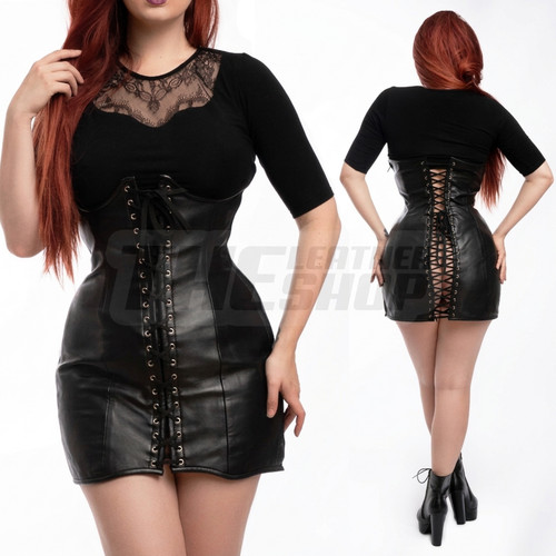 Leather underbust corset - underbust, skirt