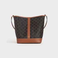 Celine Leather Small Triomphe Coated Canvas bucket bag