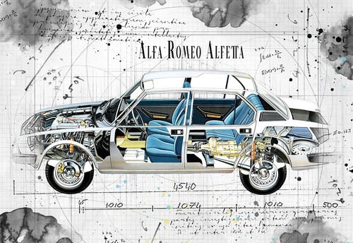 Line tech drawing alfa - , romeo