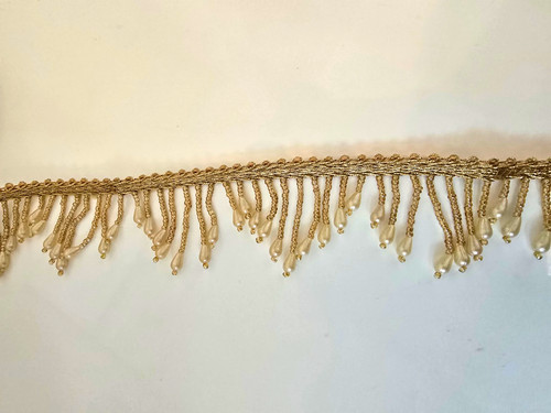 Gold ivory beaded fringe - gold, &