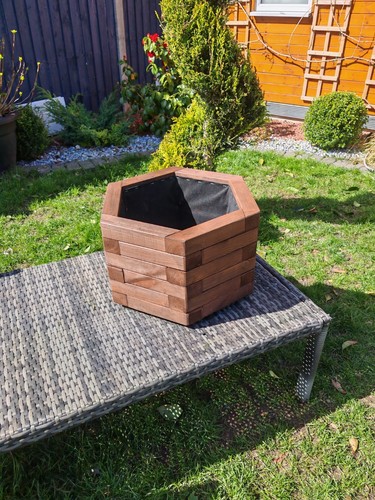 52cm hexagon wooden planter - 52cm,
