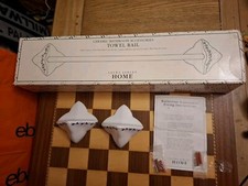 Vintage 1990 Boxed Laura Ashley Ceramic Bathroom Towel Solid Oak 57cm Rail